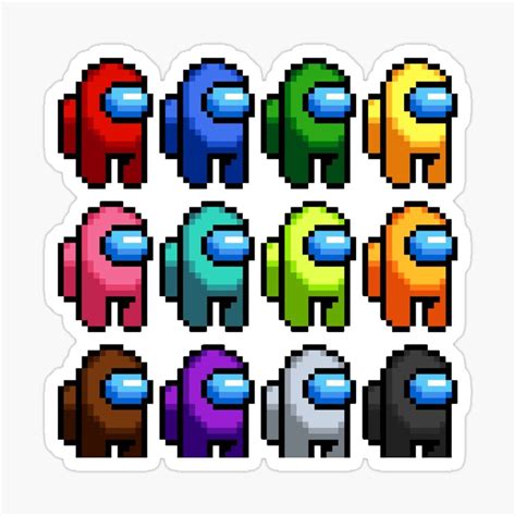 Pixel Art Sticker With Different Colors And Shapes