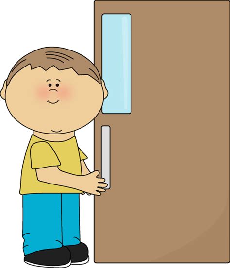 Shut The Doorclipart Boy Door Holder Clip Art Image Boy Holding A