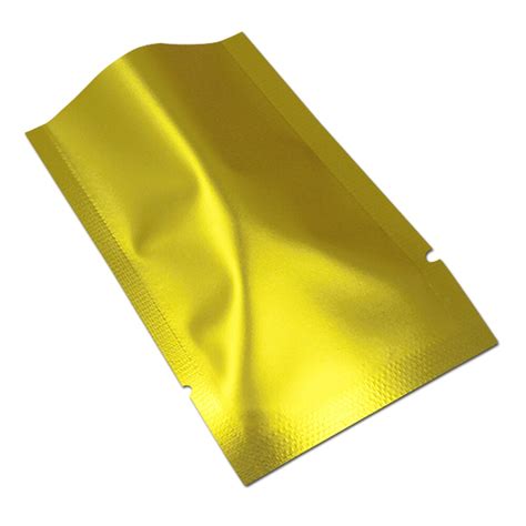 200pcs Matte Silver Gold Open Top Aluminum Foil Packaging Bag Mylar