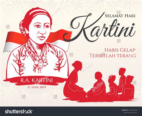 Jakarta Indonesia April 21 2018 Kartini Day Vector Illustration R