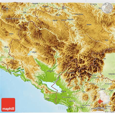 Physical 3d Map Of Crna Gora