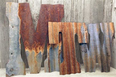 Rusty Tin Letters Rustic Metal Wall Decor 8 36