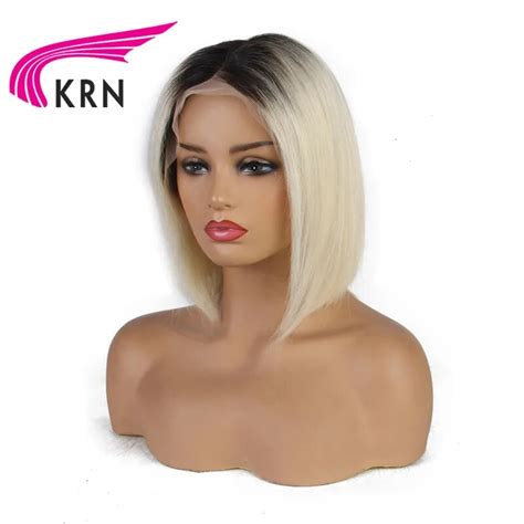 Krn 13x6 Lace Front Bob Wig 1b 613 Ombre Blonde Straight Hd Lace Brazilian Human Remy Hair Pre