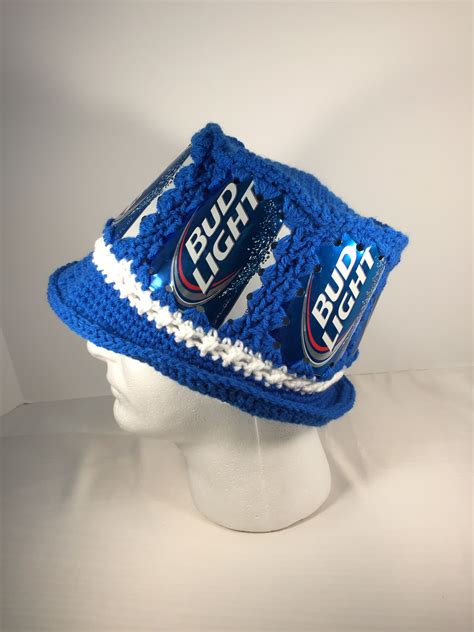 I also looked at a video on how to make a triangle to make. Bud light beer can hat | Crochet beer, Beer can hat, Beer hat