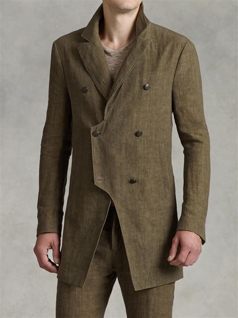 John Varvatos Shaped Cutaway Linen Coat In Brown For Men Lyst