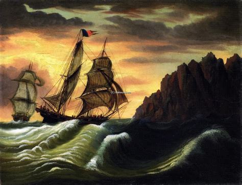 Reproduções De Belas Artes navios fora uma rochoso costa 1840 por