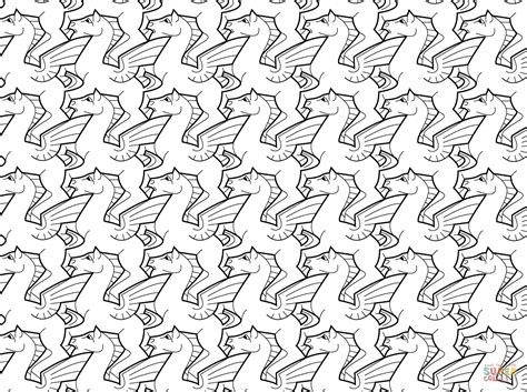Pegasus Tessellation by M.C. Escher coloring page | Free Printable Coloring Pages