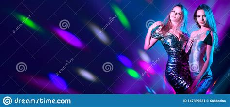hot model girls dancing in uv neon lights disco party stock image image of girlfriends dance