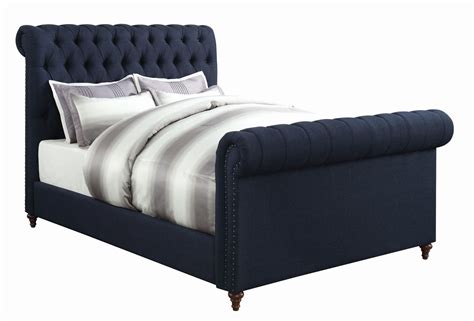 Coaster Gresham Navy King Size Bed 300653ke King Upholstered Bed