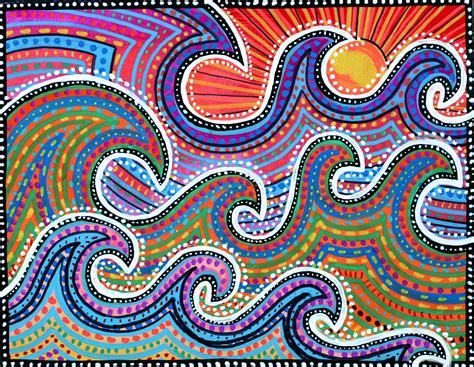 Aboriginal Waves Australian Art Aboriginal Painting Aboriginal Dot Art