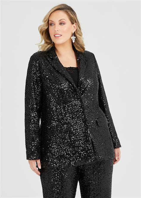 Shop Plus Size Sparkle Sequin Jacket In Black Sizes 12 30 Taking