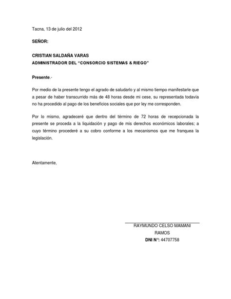 Laboral Modelo De Carta De Pago De Liquidacion Modelo De Informe Riset