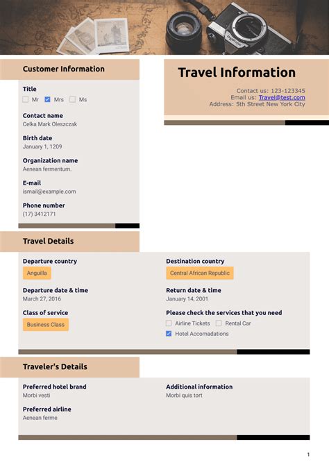 Travel Information Template Pdf Templates Jotform