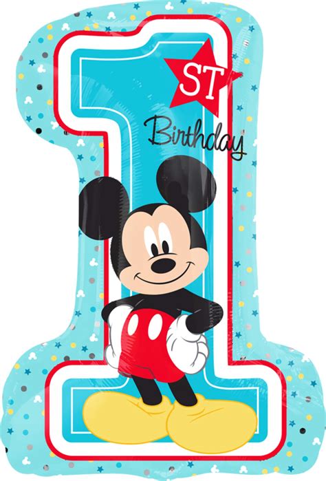 Disney Mickey Mouse 1st Birthday 1 Satin Foil Balloon Blue 28 In