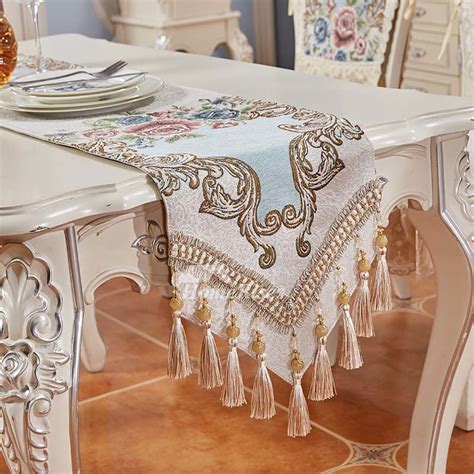 Living Room Coffee European Luxury Tablecloth Jacquard Table Runner