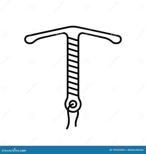 Birth Control Iud Line Art Icon Of Copper Intrauterine Device With Strings Female