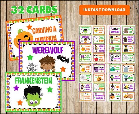 Halloween Charades Party Game Idea Pdf Printable Instant Etsy