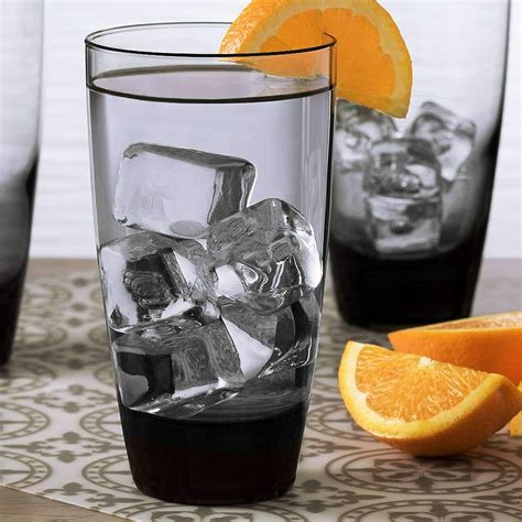 Classic Smoke Drinking Glasses Round Tumbler Cups Set Of 2 18 Oz