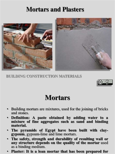 Mortars And Plasters Building Construction Materials Pdf Mortar