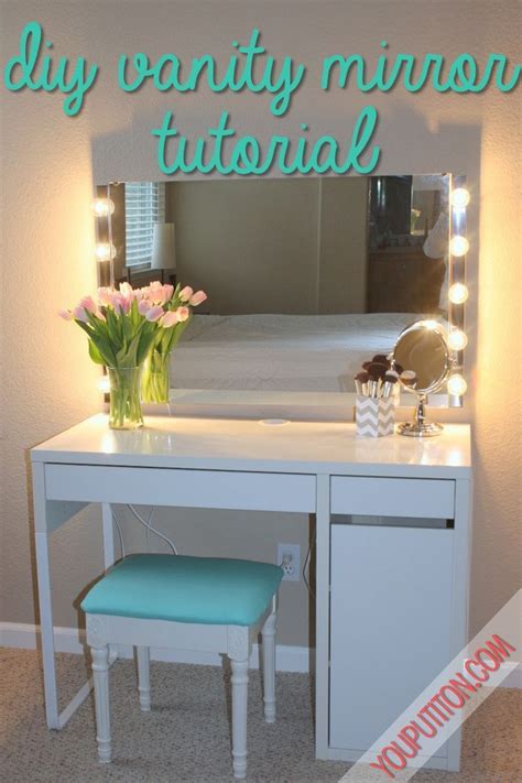 These diy vanity mirror with tables not only keep your things organized but also provides adequate light for your makeup. Prop up $5 walmart mirror with lamps around, paint a cheap ...