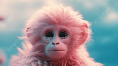 푸른 하늘에 머리를 가진 핑크 원숭이 원숭이 핑크 모피 솜사탕 구름 배경 일러스트 및 사진 무료 다운로드 Pngtree