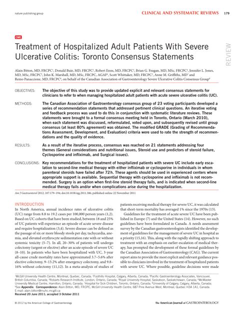 PDF Treatment Of Hospitalized Adult Patients With Severe Ulcerative
