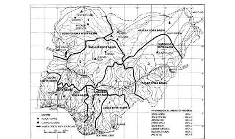 Map Of Nigeria Showing The Hydrological Areas And Drainage Network