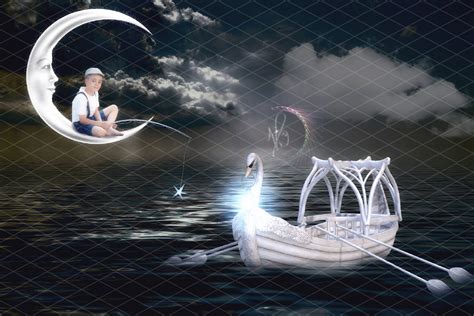 Moon Fishing With Boat At Night Digital Backdropbackground Etsy