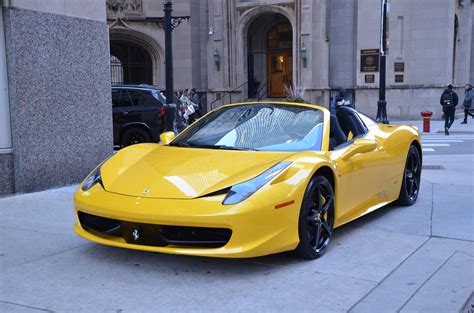 It is available in 10 colors, 1 variants, 1 engine, and 1 transmissions option: 2013 Ferrari 458 Spider Stock # L396A-S for sale near Chicago, IL | IL Ferrari Dealer