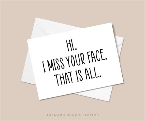I Miss Your Face Greeting Card Funny Greeting Card Funny Etsy