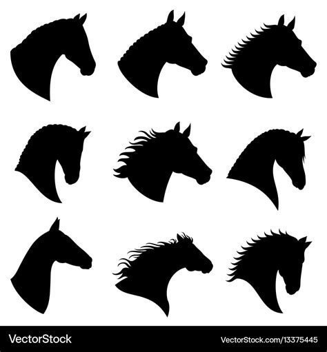 Horse Head Silhouettes Royalty Free Vector Image