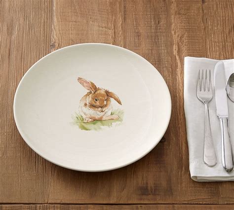 Pasture Bunny Dinner Plates Set Of 4 Pottery Barn