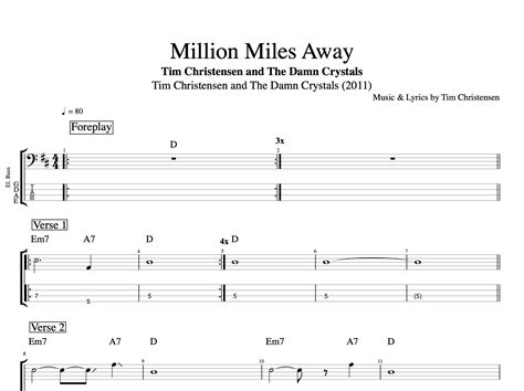 Million Miles Away · Tim Christensen Guitars Bass Tabs Chords