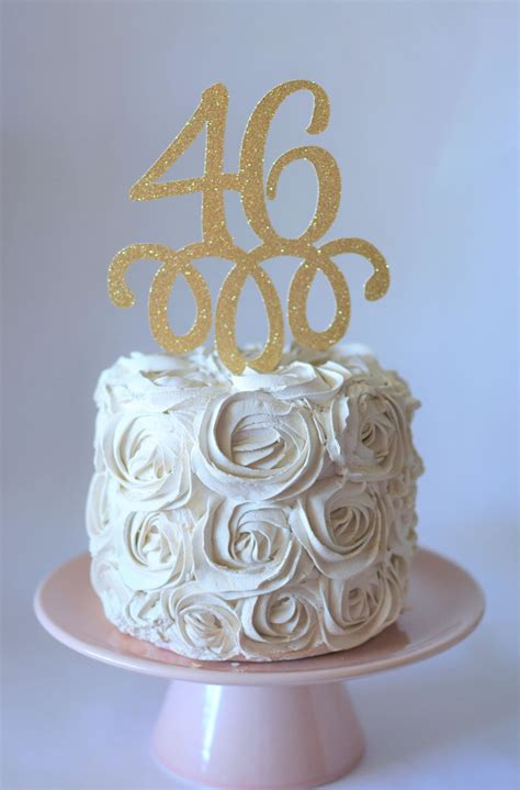 Glitter 46 Cake Topper Happy 46th Birthday 46 Birthday Etsy