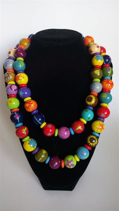 Hand Painted Wooden Beads Jewelry Diva Wooden Bead Necklaces Beaded