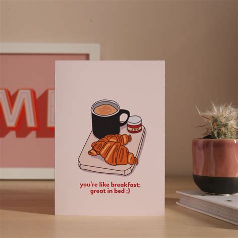 Breakfast In Bed Cheeky Anniversary Card For Him Etsy