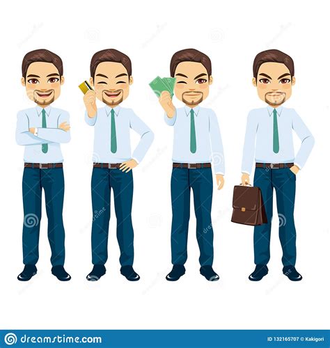 Businessman Character Poses Stock Vector Illustration Of Corporate