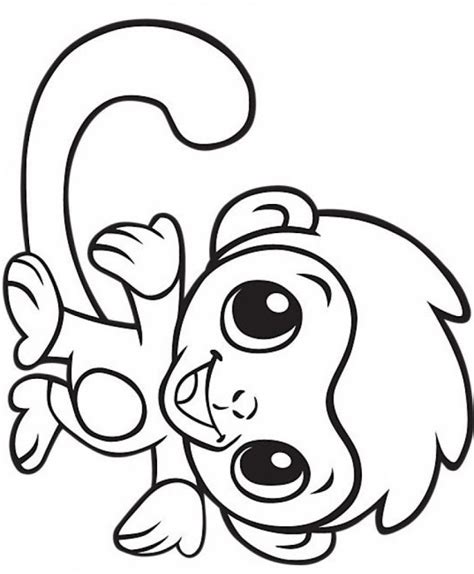 Cute Baby Monkey Coloring Page Free Printable Coloring