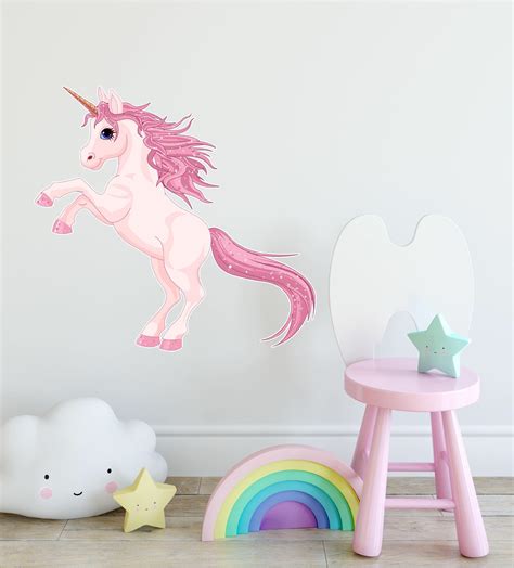 Pink Unicorn Wall Decal Removable Girls Bedroom Horse Decal Sticker
