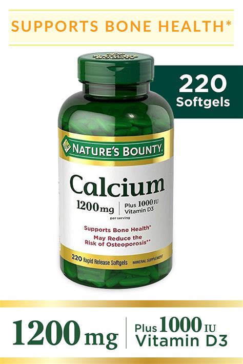 Natures Bounty Calcium Carbonate Pills And Vitamin D3 Mineral