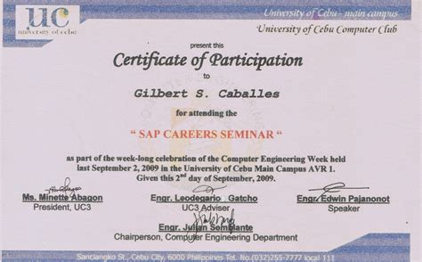 About Gilbert S Caballes Work My Certificate