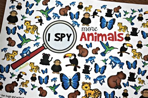 🔎🦋🐆🐦free Animal I Spy Printables Worksheets For Kids Pdf