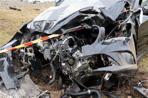 Crushed Car After Bad Crash Stock Image Image Of Frontal Misfortune
