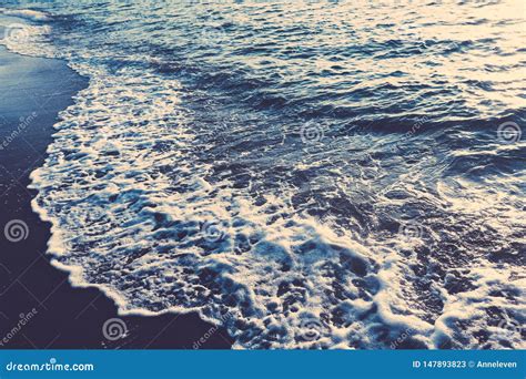 Vintage Ocean Wave At Sunset Beach Background Stock Image Image Of