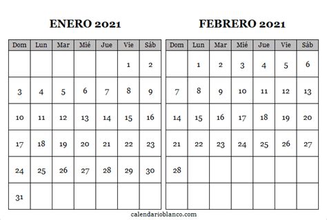 ¡este calendario está optimizado para impresión! Calendario Enero Febrero 2021 Word - 2021 Calendario Enero ...