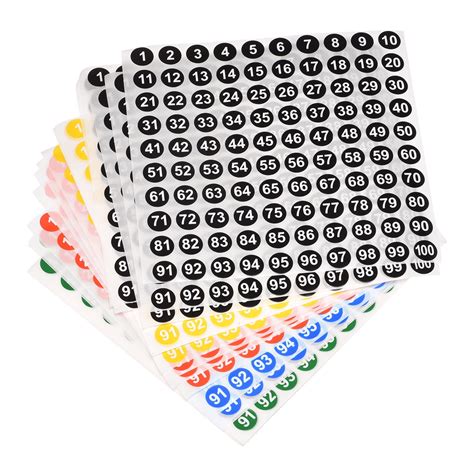 Uxcell Number Stickers 1 100 Round Number Labels Vinyl Sticker 5