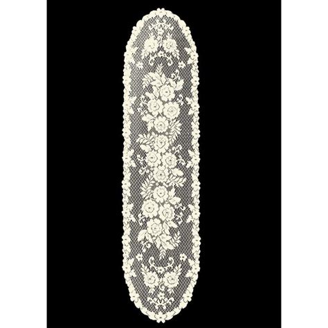 Heritage Lace Victorian Rose 13 X 54 Lace Table Runner Roses And Teacups