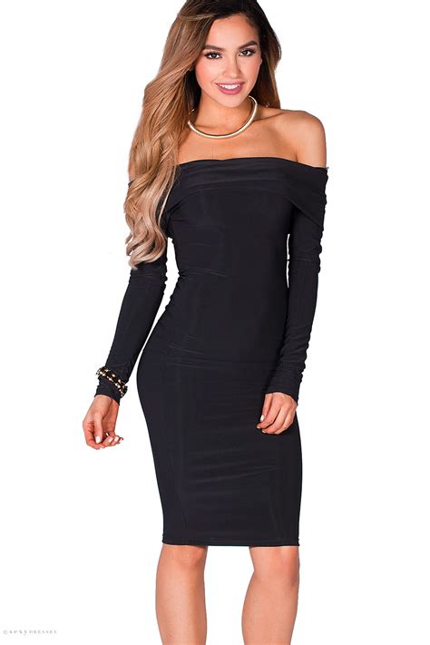 Cheap Bodycon Black Long Sleeve Midi Bodycon Dress Credit The Pound