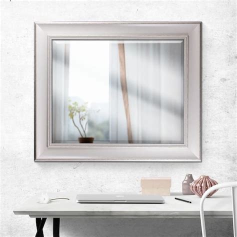 Crystal Art Gallery Medium Rectangle White Modern Mirror 3475 In H X 2875 In W 54982web