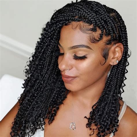 Buy Leeven Inch Boho Box Braids Pre Looped Bohemian Braiding Hair With Curly Ends Packs